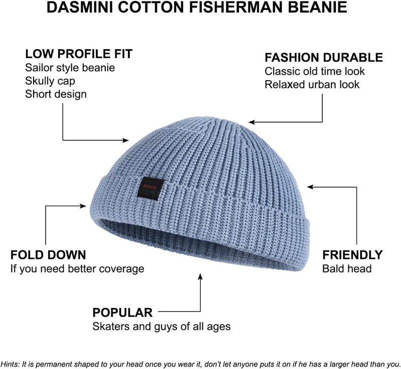 DASMINI Fisherman Beanie Hats for Men Women,Knit Trawler Skull Cap,Watch Cap,Spring Fall Winter Warm Short Hats - Image 4